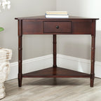 Velmora™ Gomez Solid Casual Corner Table With Storage Drawer, Distressed Black