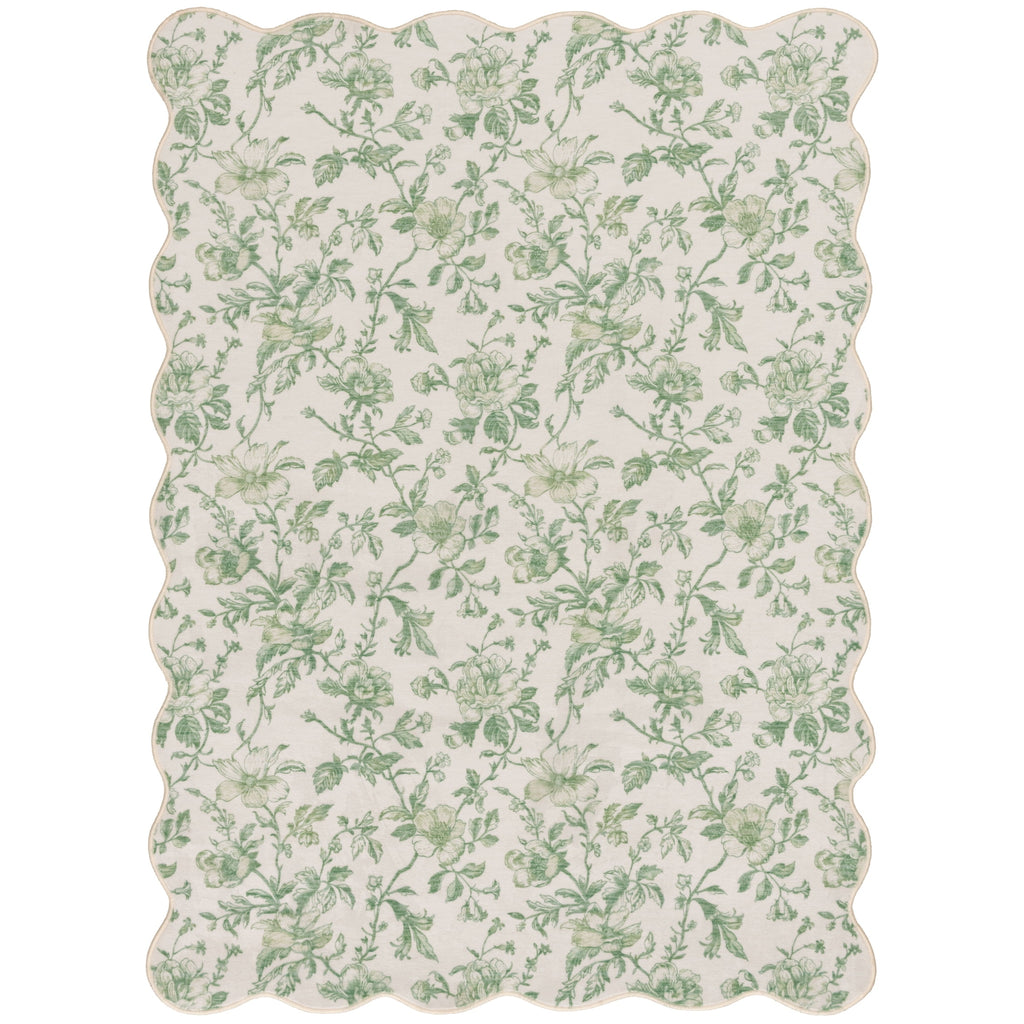 Velmora™ Green Floral Faux Fur Scalloped Indoor Area Rug, 4 ft x 5 ft 6 in