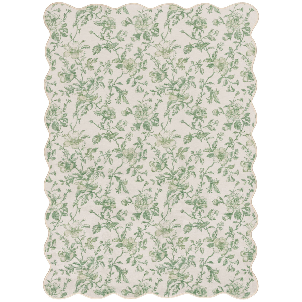 Velmora™ Green Floral Faux Fur Scalloped Indoor Area Rug, 4 ft x 5 ft 6 in