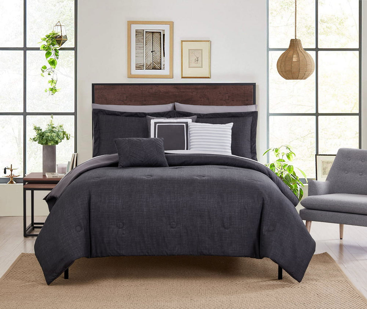 Velmora™ Reversible Marble Diamond 10-Piece Bed in a Bag Bedding Set, Queen