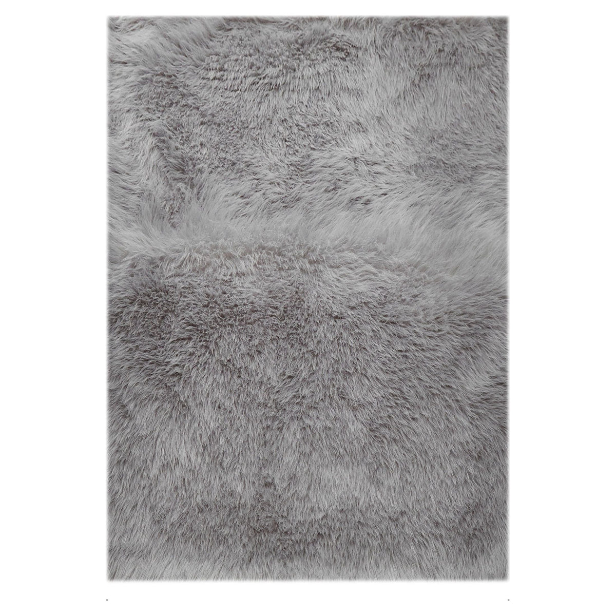 Velmora™ Grey Faux Fur Area Rug, Non-Skid, 30 in x 46 in