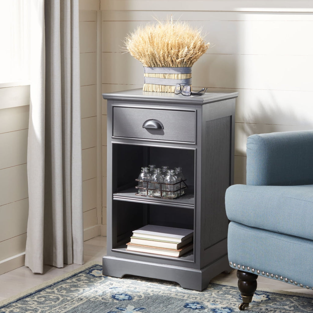 Velmora™ Griffin One Drawer Side Table Grey