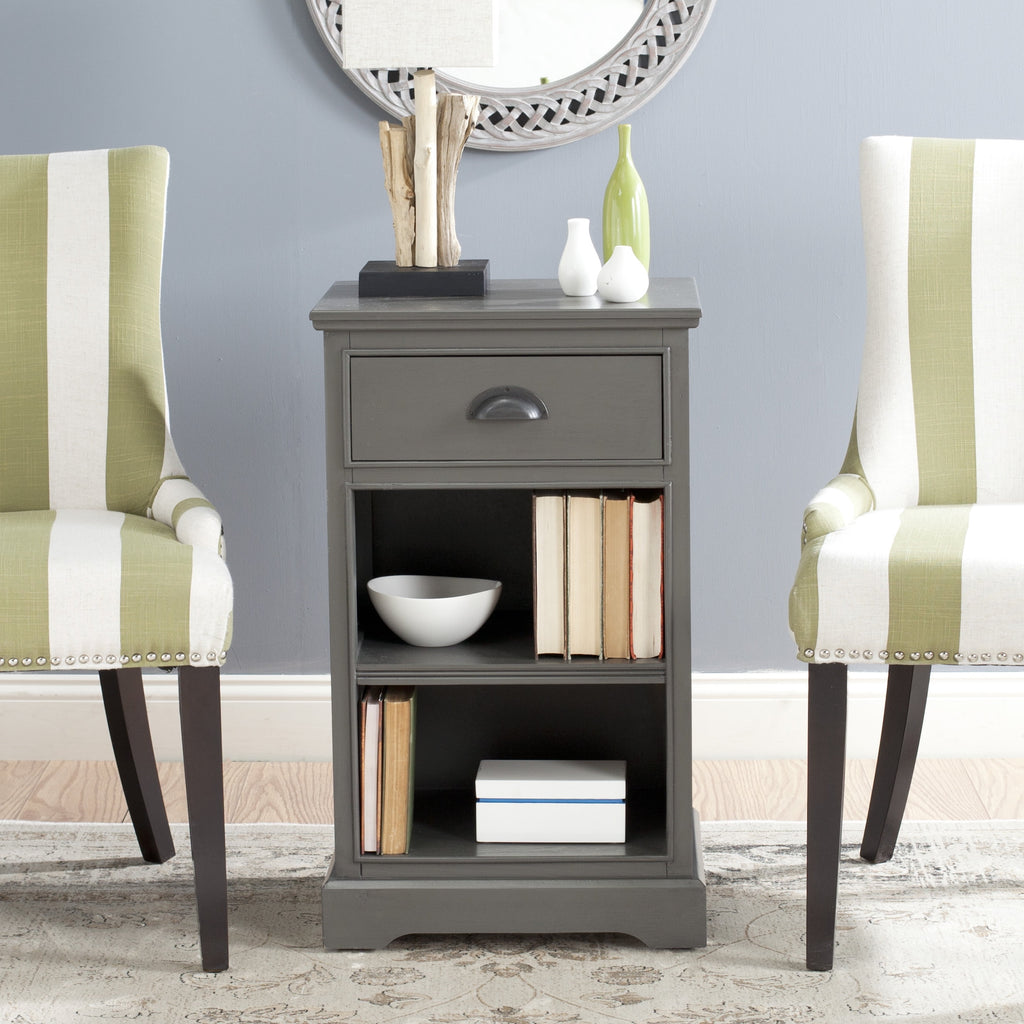 Velmora™ Griffin Solid Casual One Drawer Side Table, Grey