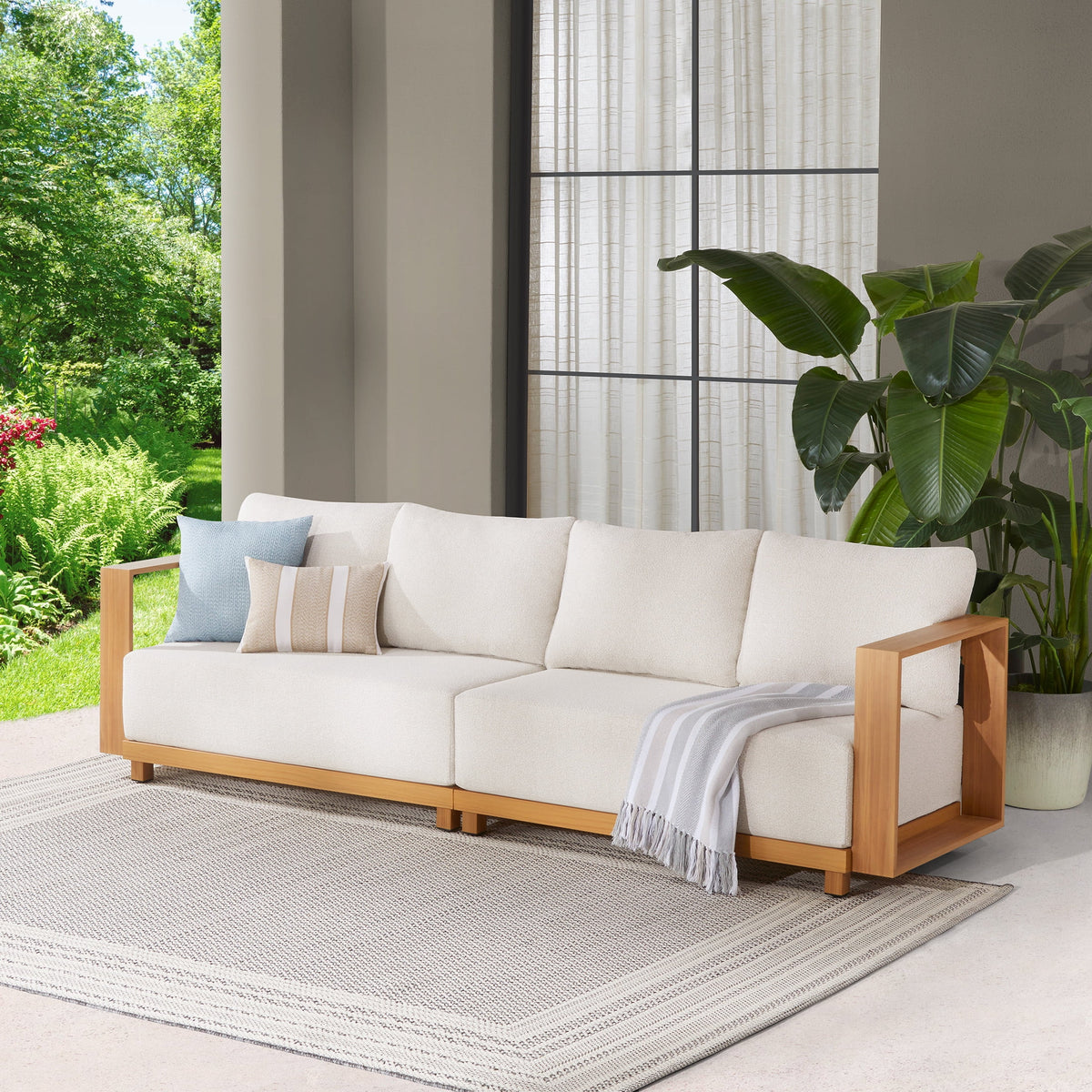 Velmora™ Juliet Beige Outdoor Loveseat Set with Patio Covers