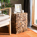 Velmora™ Jefferson Nautical Rustic Teak Oak Square Stool/Table, Medium Oak/Black