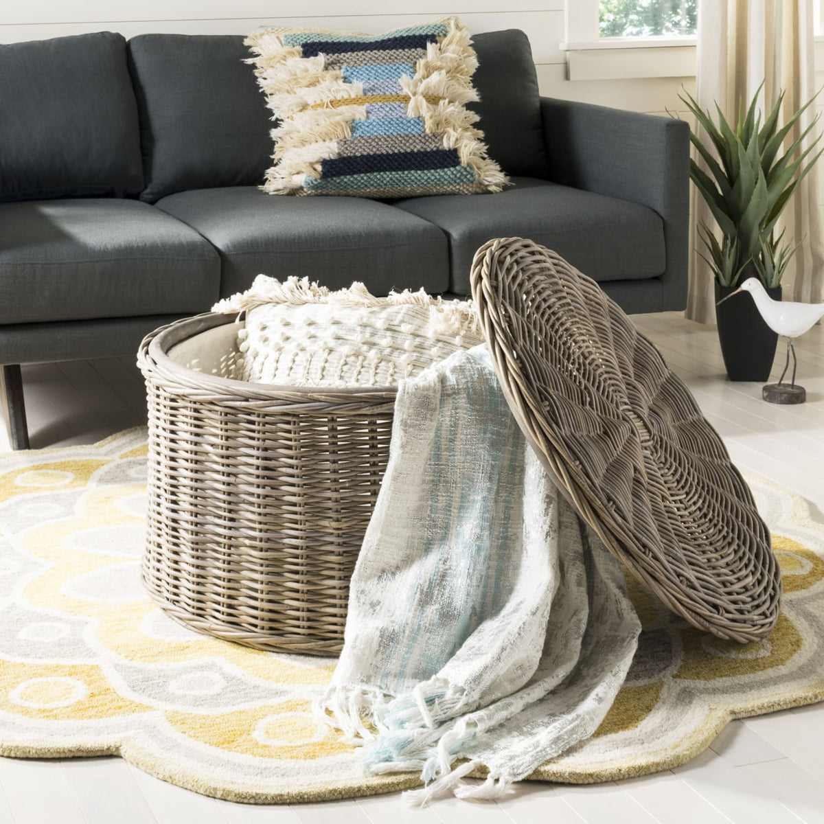 Velmora™ Jesse Wicker Storage Coffee Table Natural