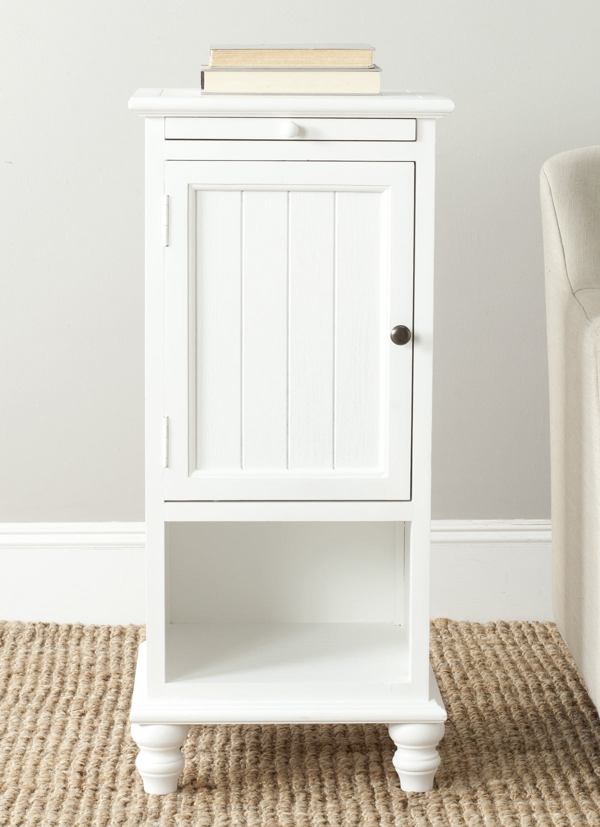Velmora™ Jezabel One Cabinet End Table w/ Pull Out Tray, White