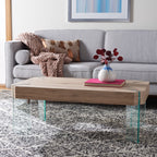 Velmora™ Katelyn Rect. Contemporary Glass Leg Coffee Table, Natural