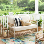 Velmora™ Lilah Outdoor Wicker Loveseat with White Cushions