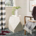 Velmora™ Lea Glam Mosaic Geometric Side Table, Light Beige/Multi