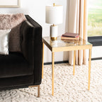 Velmora™ Leilani Modern Palm Leaf Glass Side Table, Gold Leaf