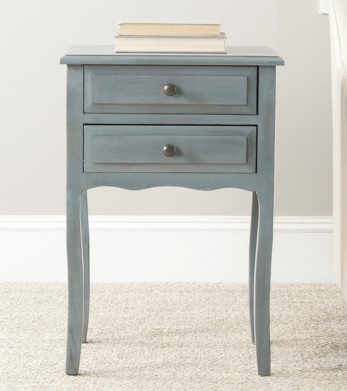 Velmora™ Lori Country Nautical End Table w/ 2 Storage Drawers, French Grey