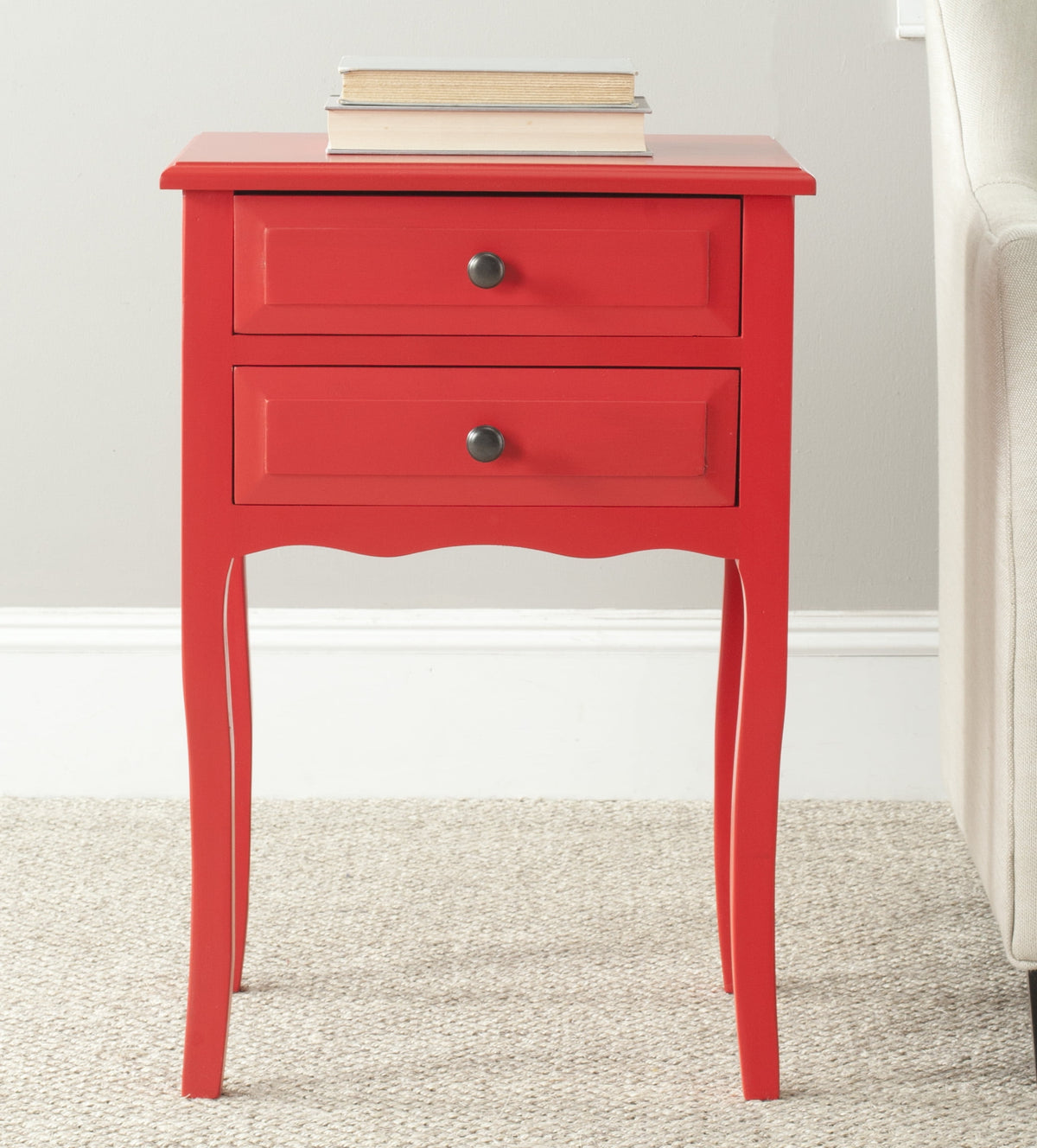 Velmora™ Lori Country Nautical End Table w/ 2 Storage Drawers, French Grey
