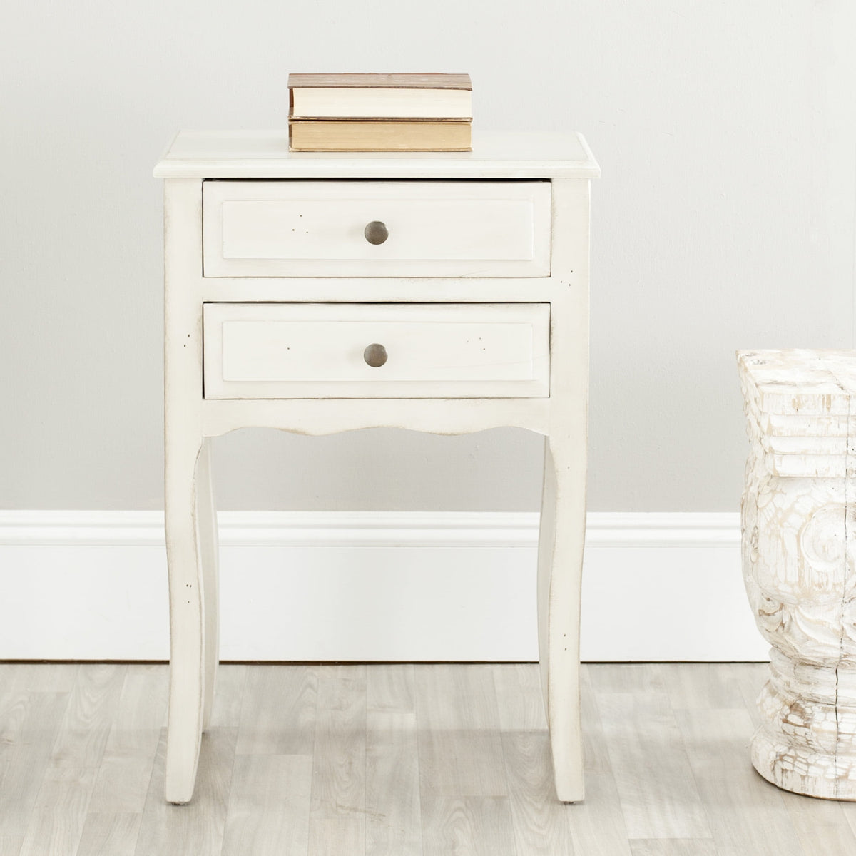 Velmora™ Lori Country Nautical End Table w/ 2 Storage Drawers, French Grey