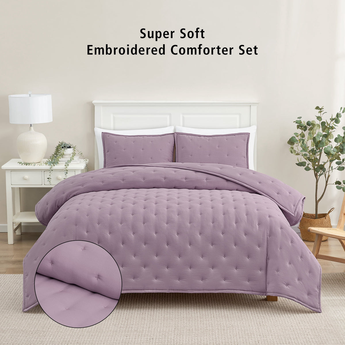 Velmora™ Full/Queen Comforter Set, All-Season, 3-Piece, Pink
