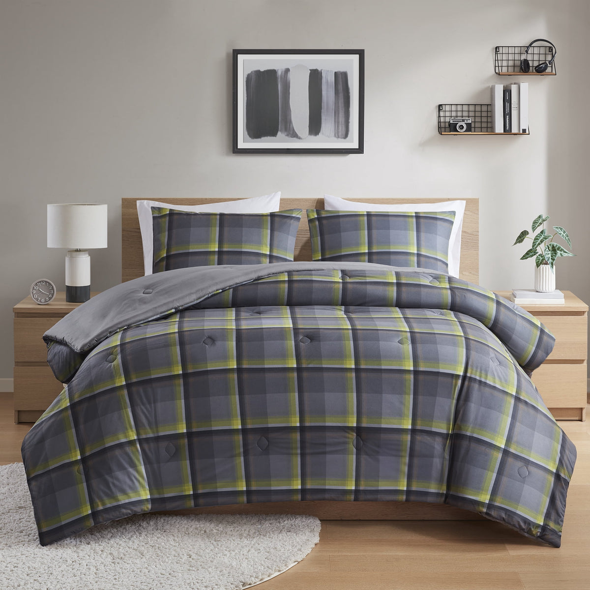 Velmora™ Western Plaid 3-Piece Green Comforter Set, Full/Queen