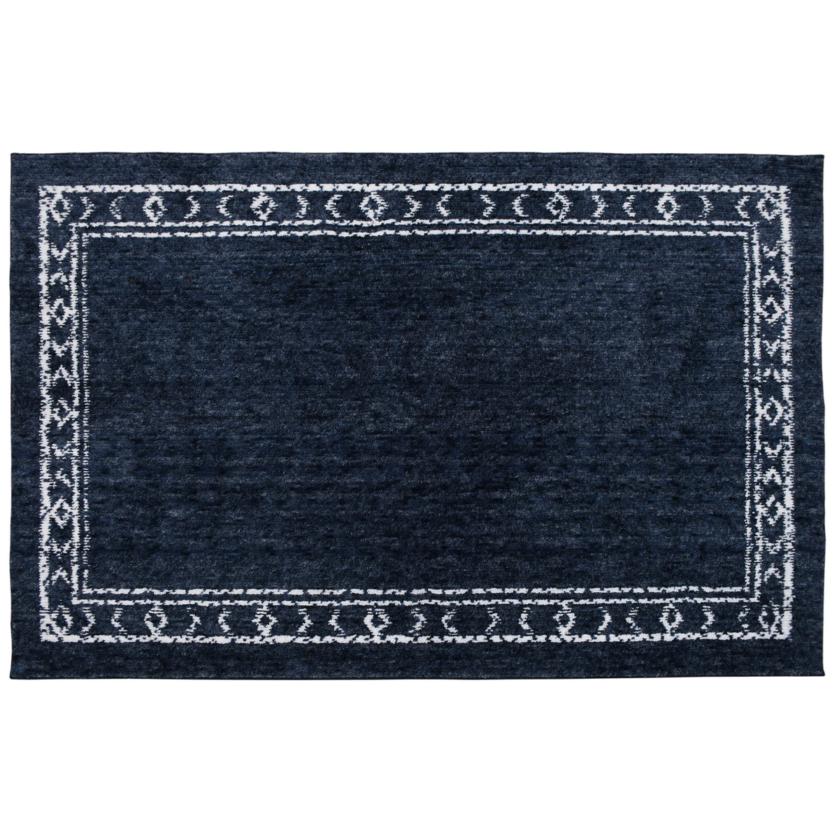 Velmora™ Washed Indigo Bordered Tufted Washable Area Rug, 5 ft x 7 ft