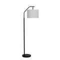 Velmora™ 62 in Black Metal Angled Downbridge Floor Lamp with White Linen Shade