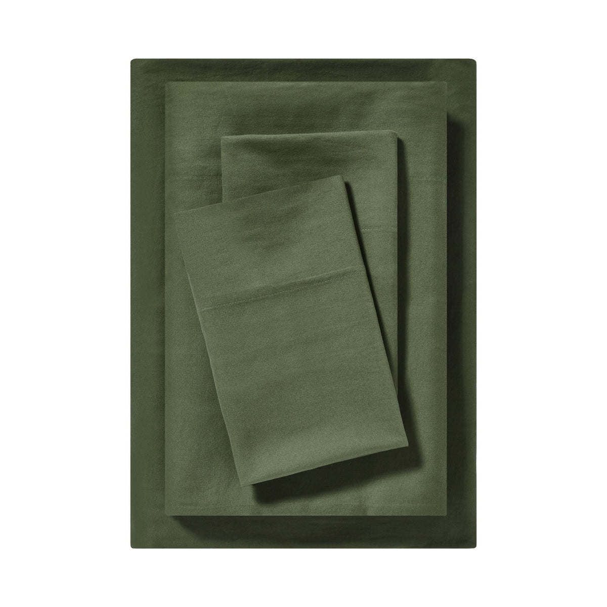 Velmora™ Dreamy Soft 4-Piece Bed Sheet Set, 100% Cotton, 220 Thread Count Brushed and Washed Sateen, Deep Pocket, Queen, Bay Leaf
