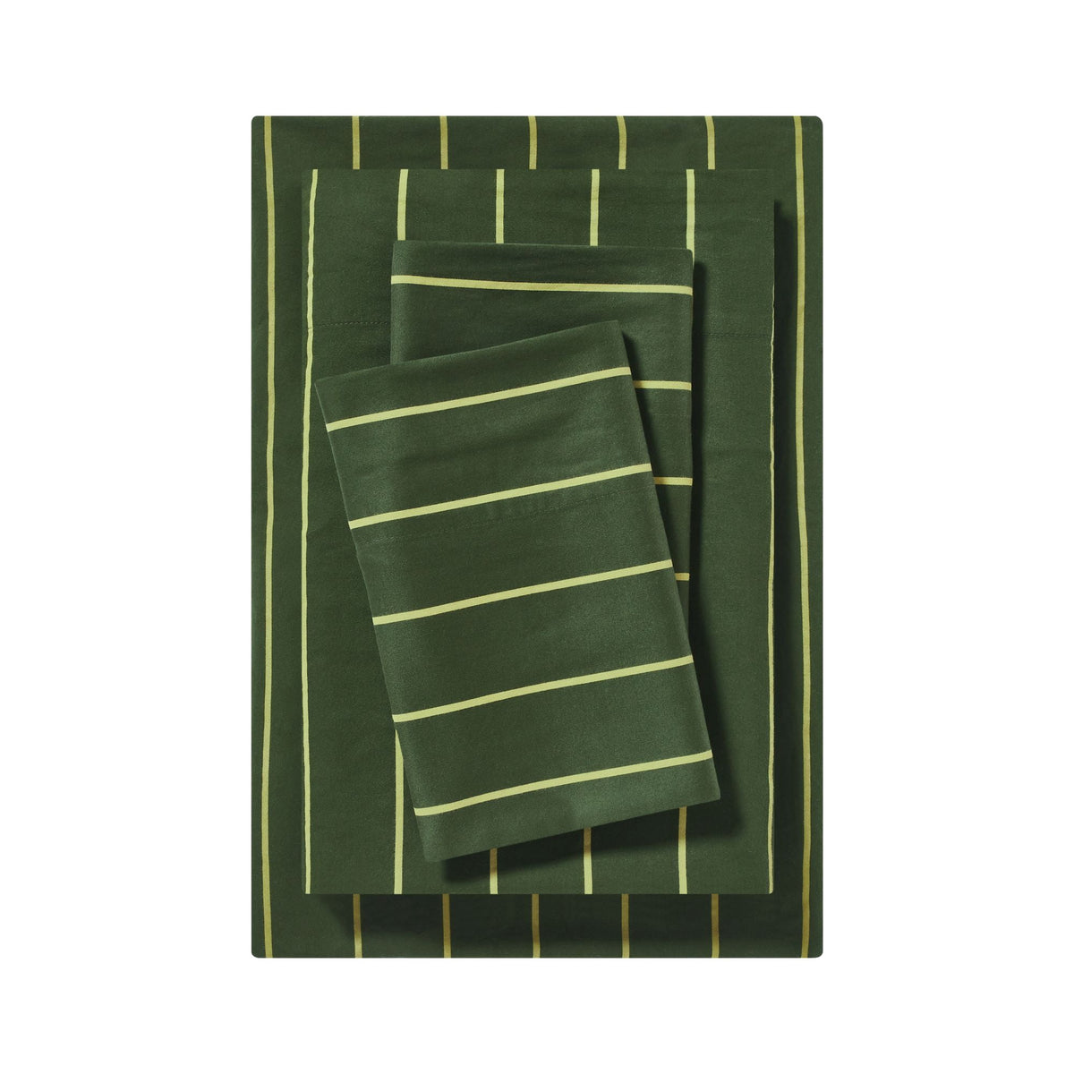 Velmora™ Dreamy Soft 4-Piece Bed Sheet Set, 100% Cotton, 220 Thread Count Brushed and Washed Sateen, Deep Pocket, Queen, Bay Leaf