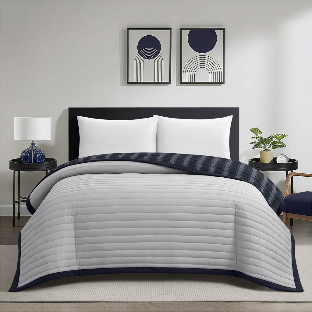 Velmora™ Pink Striped Reversible Quilt, Full/Queen, 86" x 90"