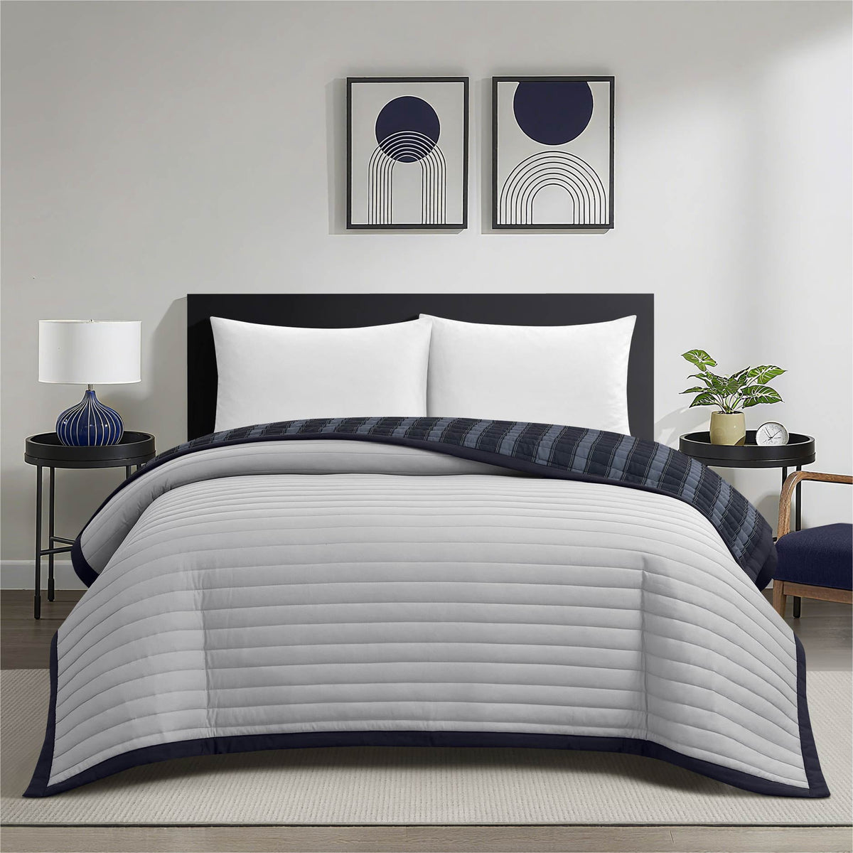 Velmora™ Pink Striped Reversible Quilt, Full/Queen, 86" x 90"
