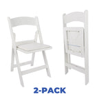Velmora™ Banquet Padded Resin Folding Chair, White, Set of 2