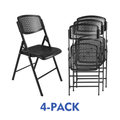 Velmora™ Premium Breathable Resin Folding Chair, Black, Set of 4