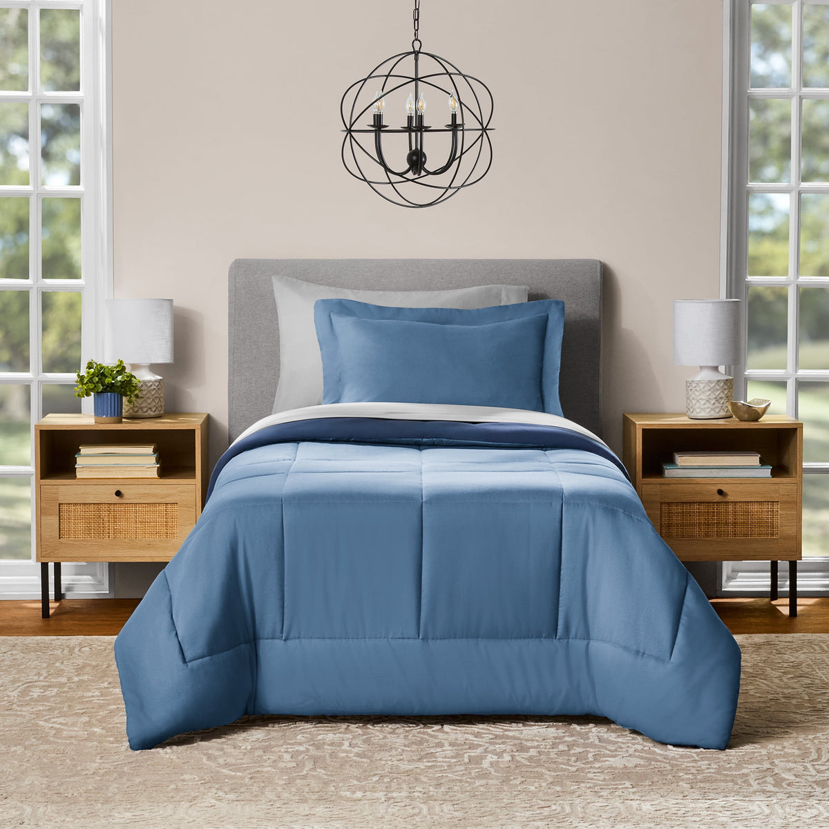 Velmora™ Bed in a Bag Bedding Set, 7 Piece, King, Beige Stripe