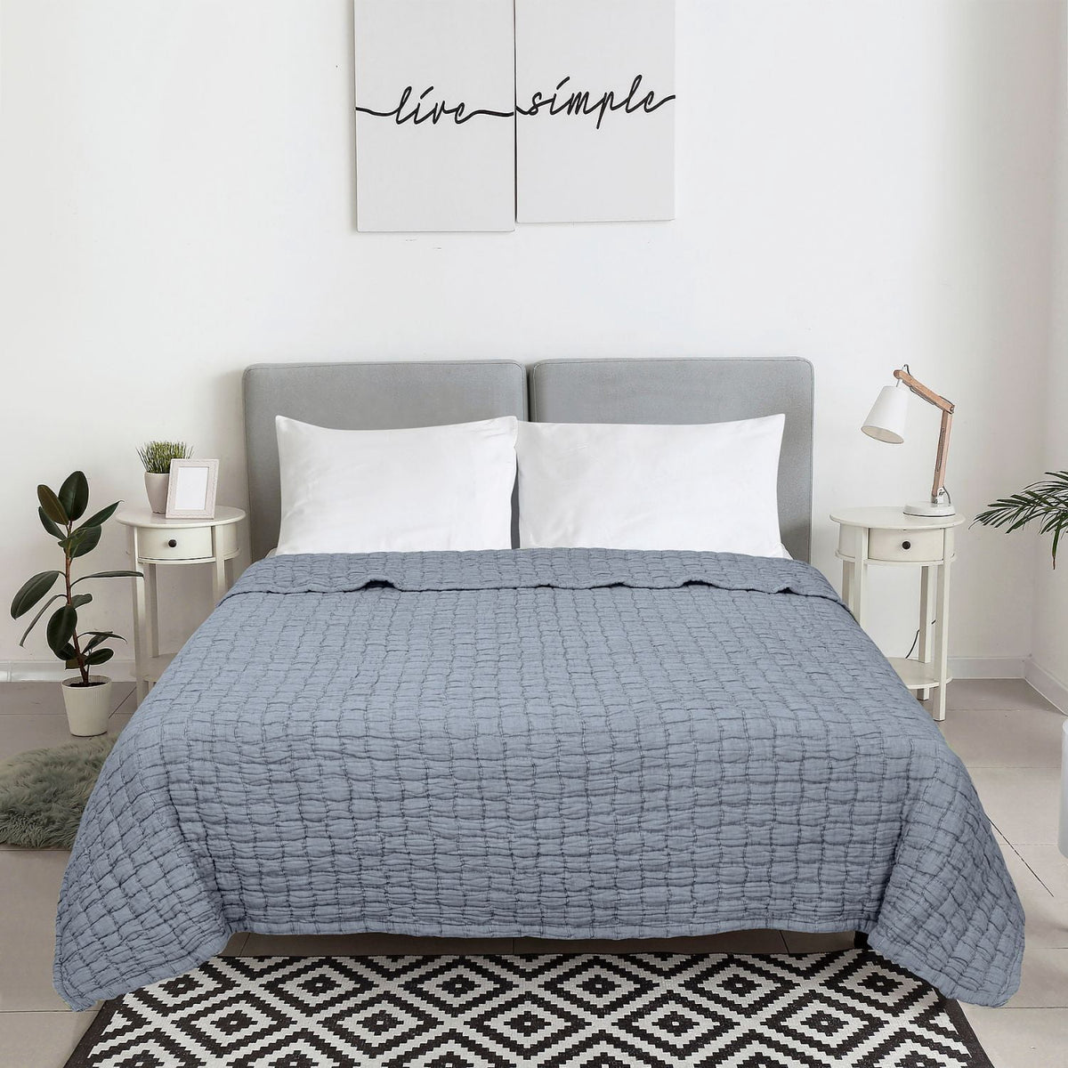 Velmora™ Check Matelasse Quilt, Washed Indigo, Full/Queen