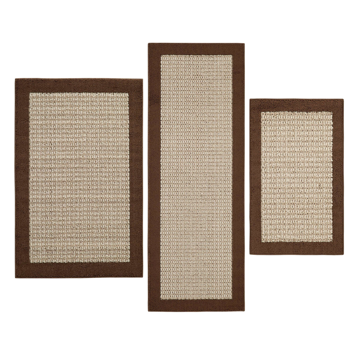 Velmora™ Machine Washable Faux Sisal Black Border Indoor Accent Rug Set, 3-Piece Set