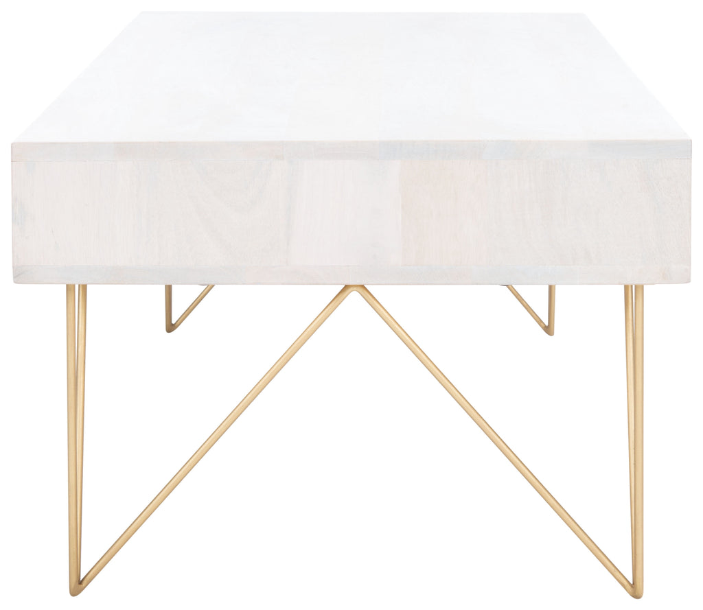 Velmora™ Marigold Mid-Century Coffee Table with Drawer, White/Silver