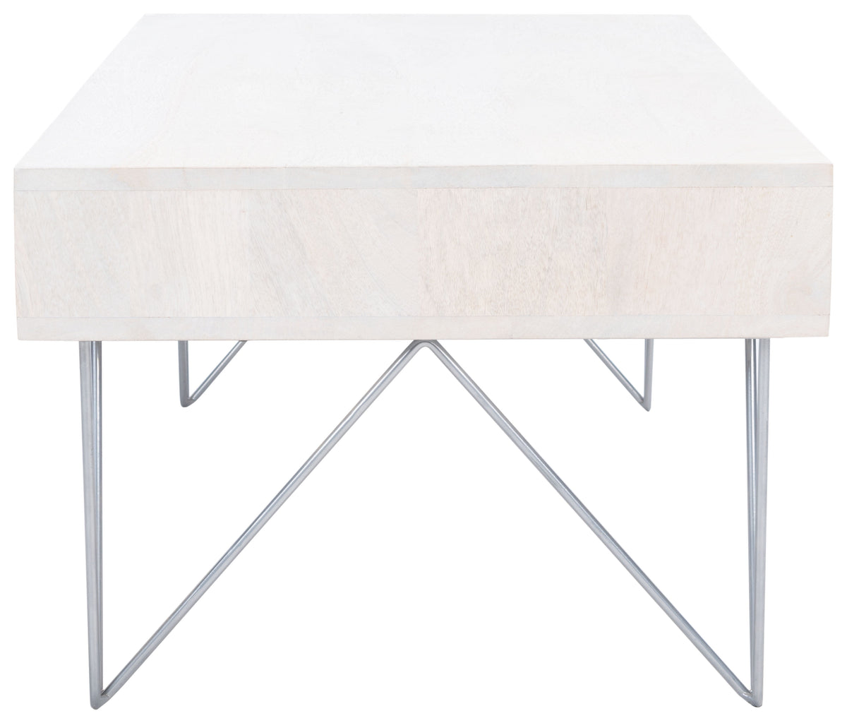 Velmora™ Marigold Mid-Century Coffee Table with Drawer, White/Silver