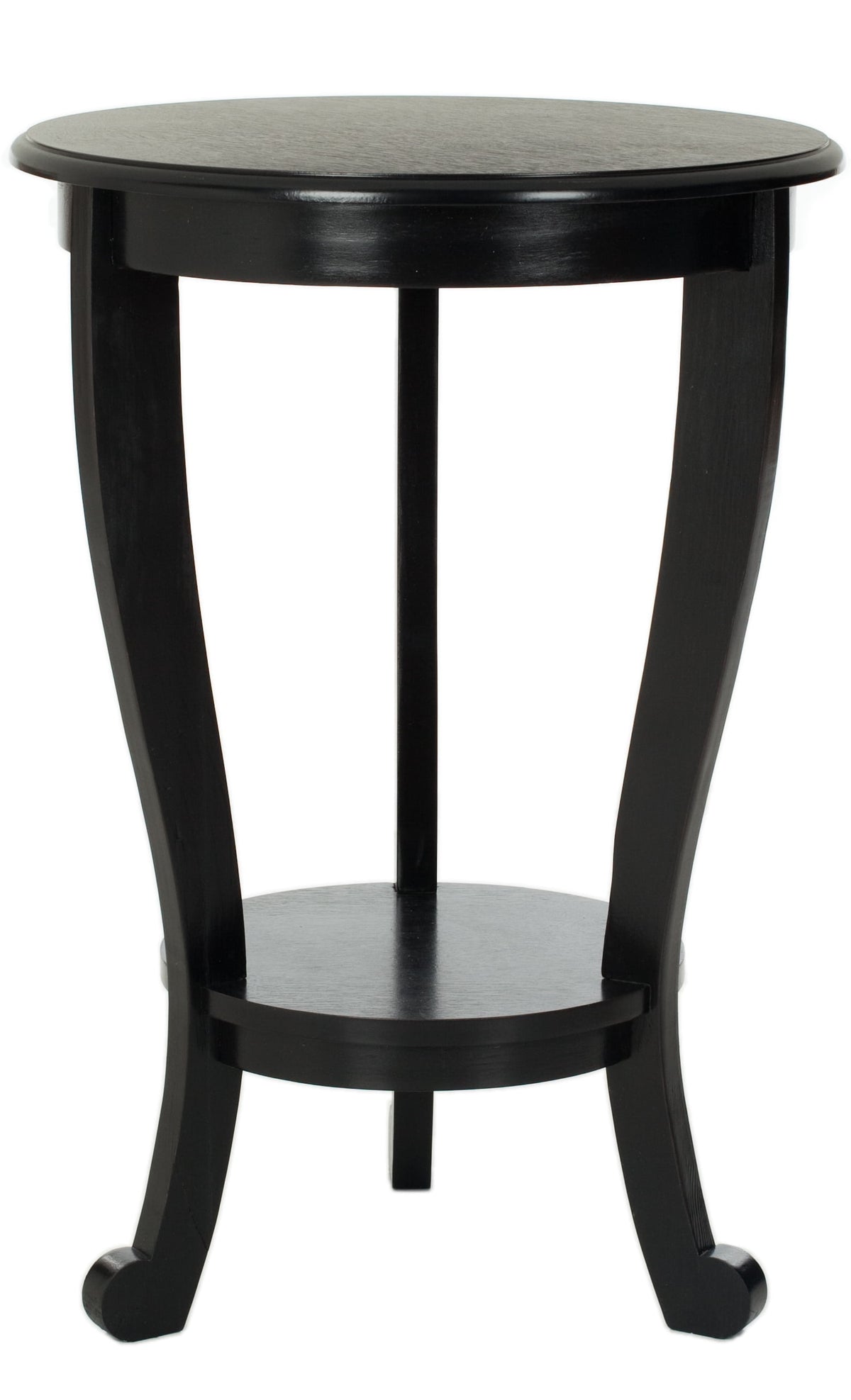 Velmora™ Mary Solid Mid-Century Black Tri-Leg Pedestal Side Table (18.1 in. W x 18.1 in. D x 26 in. H)
