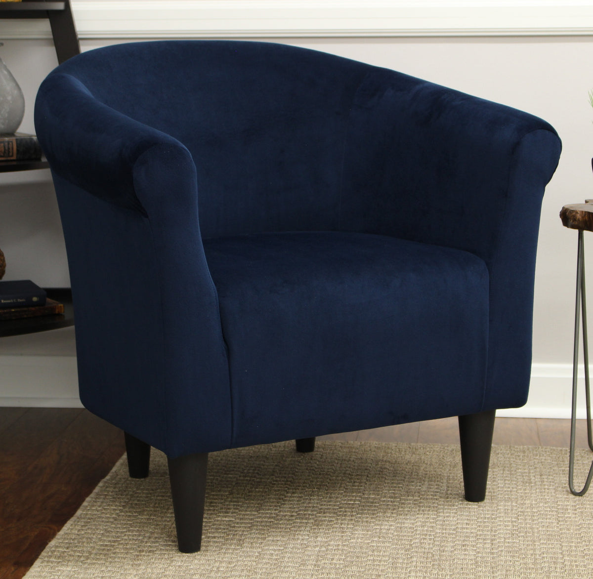 Velmora™ Microfiber Bucket Accent Chair, Navy Blue