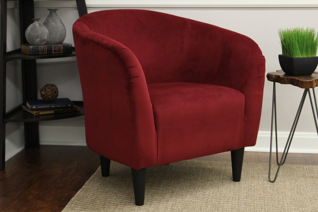 Velmora™ Microfiber Tub Accent Chair, Berry Red