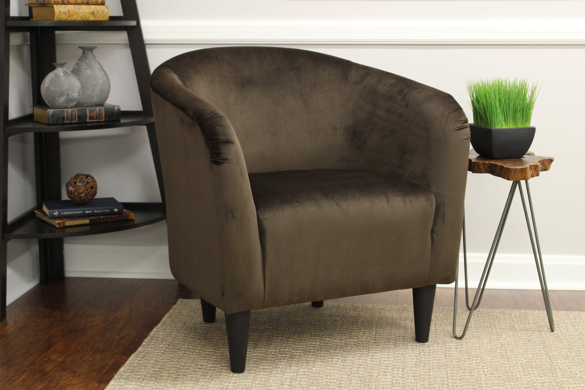 Velmora™ Microfiber Tub Accent Chair, Chocolate Brown