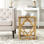 Velmora™ Milo Trellis Glam Gold Leaf Wood End Table, Gold