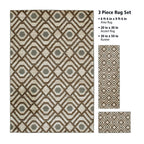 Velmora™ Neutral Geometric Beige 3 Piece Indoor Area Rug Set