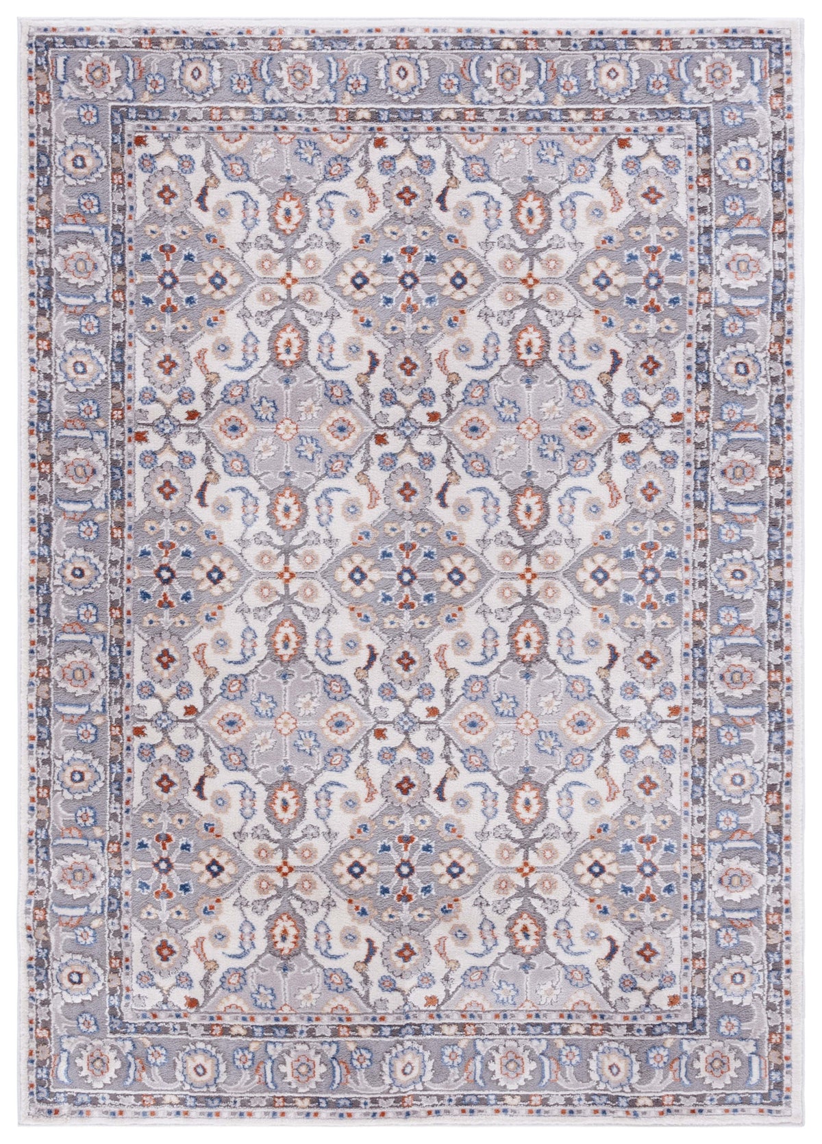Velmora™ Neutral Multi Area Rug, 5 ft x 7 ft, Grey/Blue Rust