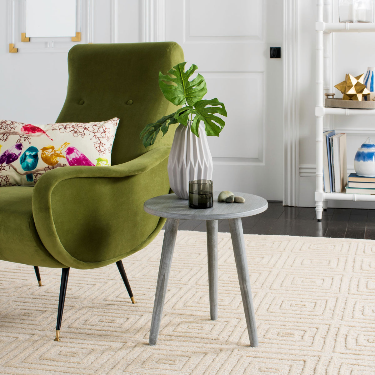Velmora™ Orion Round 3-Leg Casual Accent Table, Slate Grey