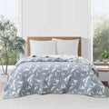 Velmora™ Reversible King Quilt, Light Blue, Leaf-Stitched, Lightweight Bedding