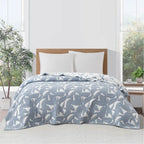 Velmora™ Reversible King Quilt, Light Blue, Leaf-Stitched, Lightweight Bedding