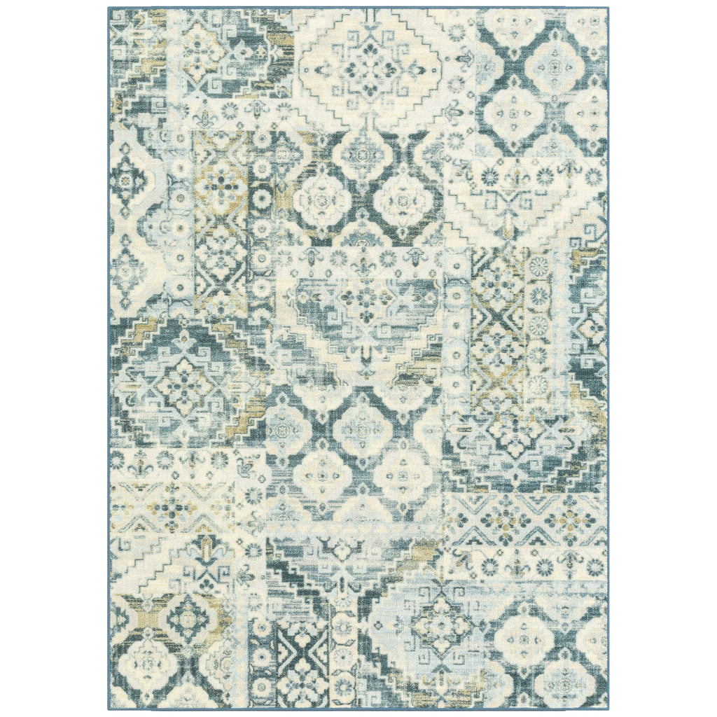 Velmora™ Patchwork Loop Print Blue Green Indoor Area Rug, 5' x 7'