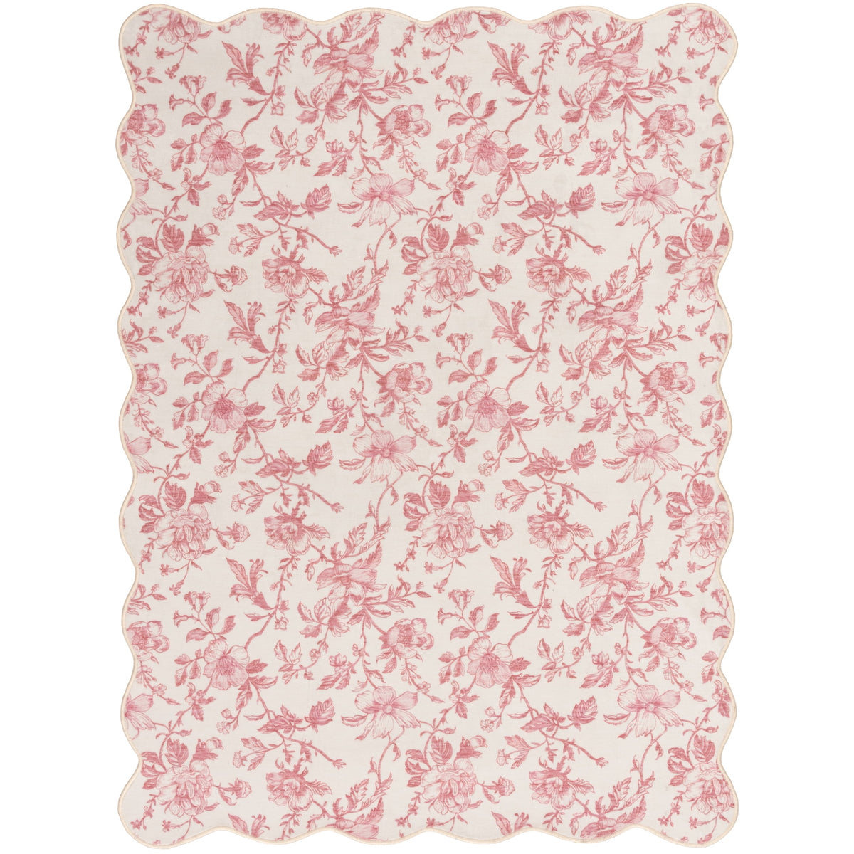Velmora™ Green Floral Faux Fur Scalloped Indoor Area Rug, 4 ft x 5 ft 6 in