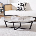 Velmora™ Placido Abstract Oval Coffee Table, White Marble/Black