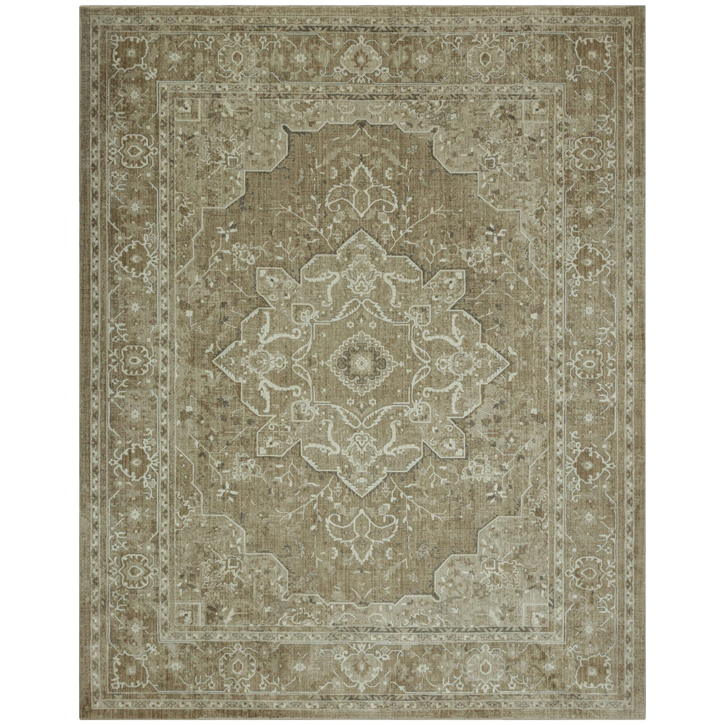 Velmora™ Traditional Plush Beige Medallion Indoor Area Rug, 7' 9" x 10'