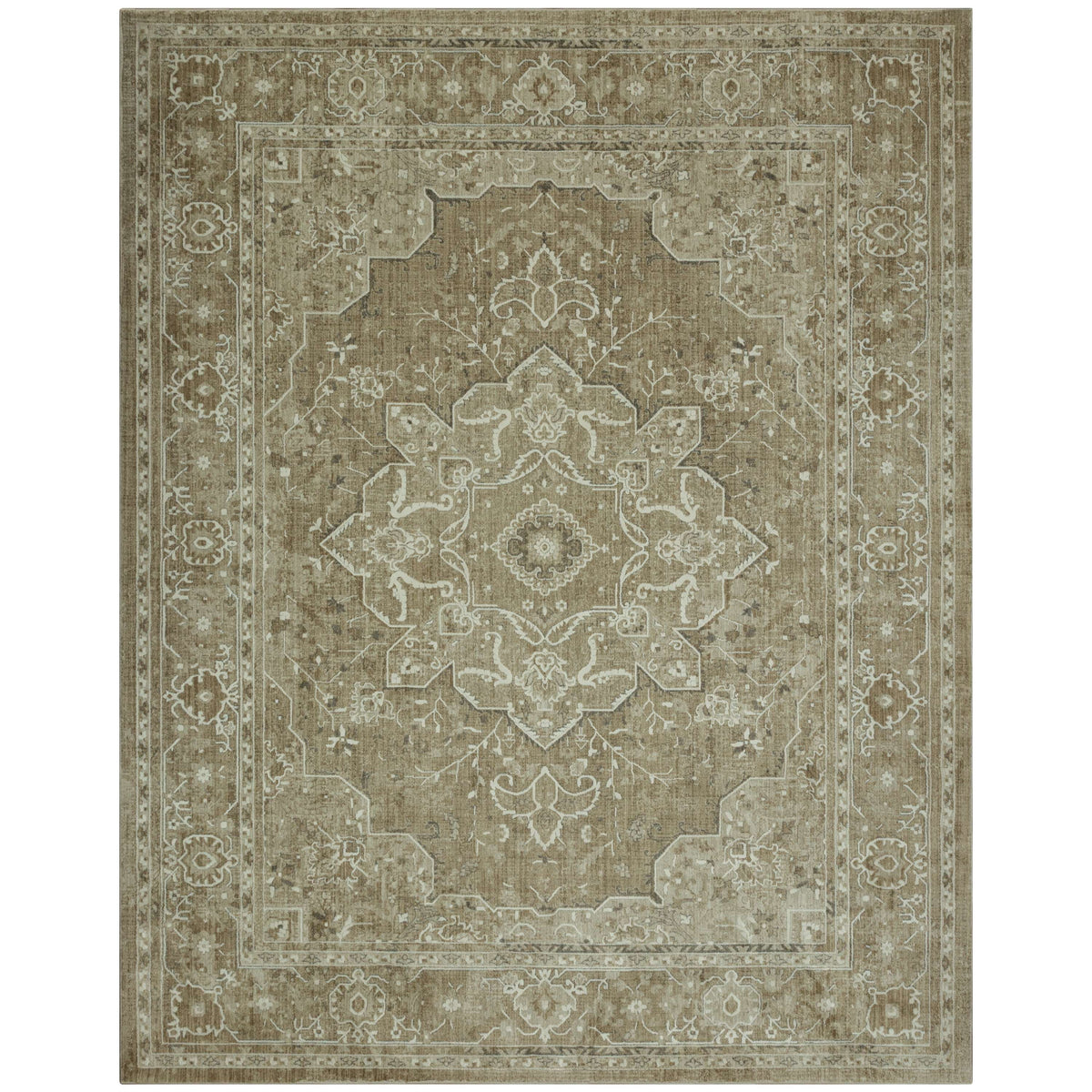 Velmora™ Traditional Plush Beige Medallion Indoor Area Rug, 7' 9" x 10'