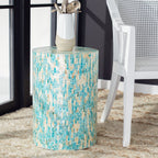 Velmora™ Presley Abstract Round Accent Table, Blue/Gold