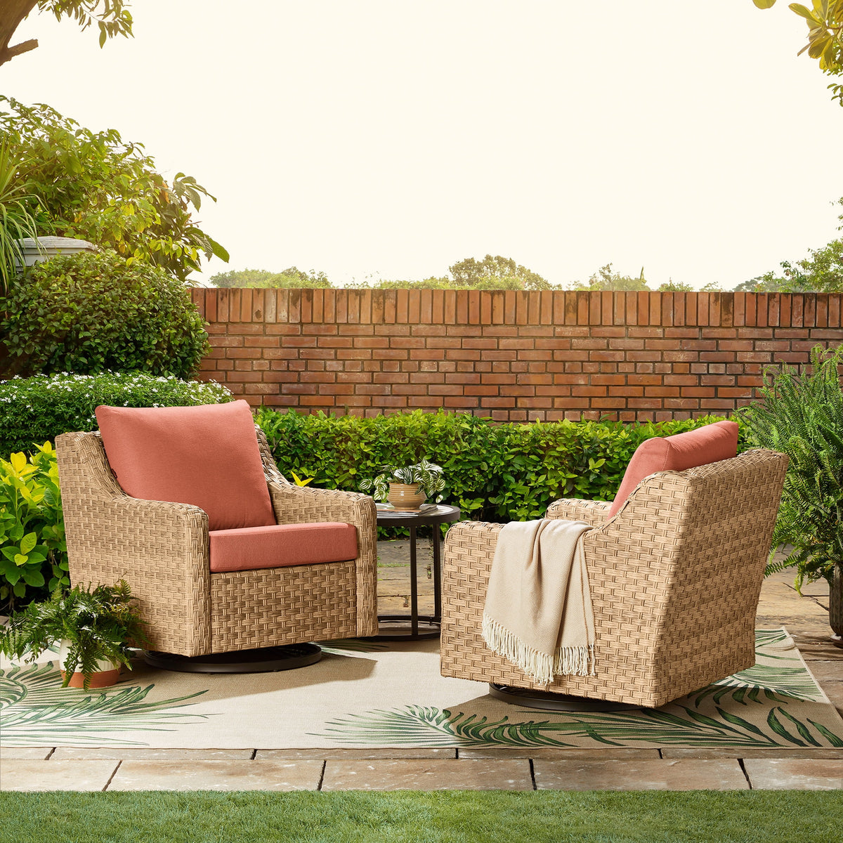 Velmora™ River Oaks Outdoor Swivel Gliders with Patio Covers, Set of 2, Red